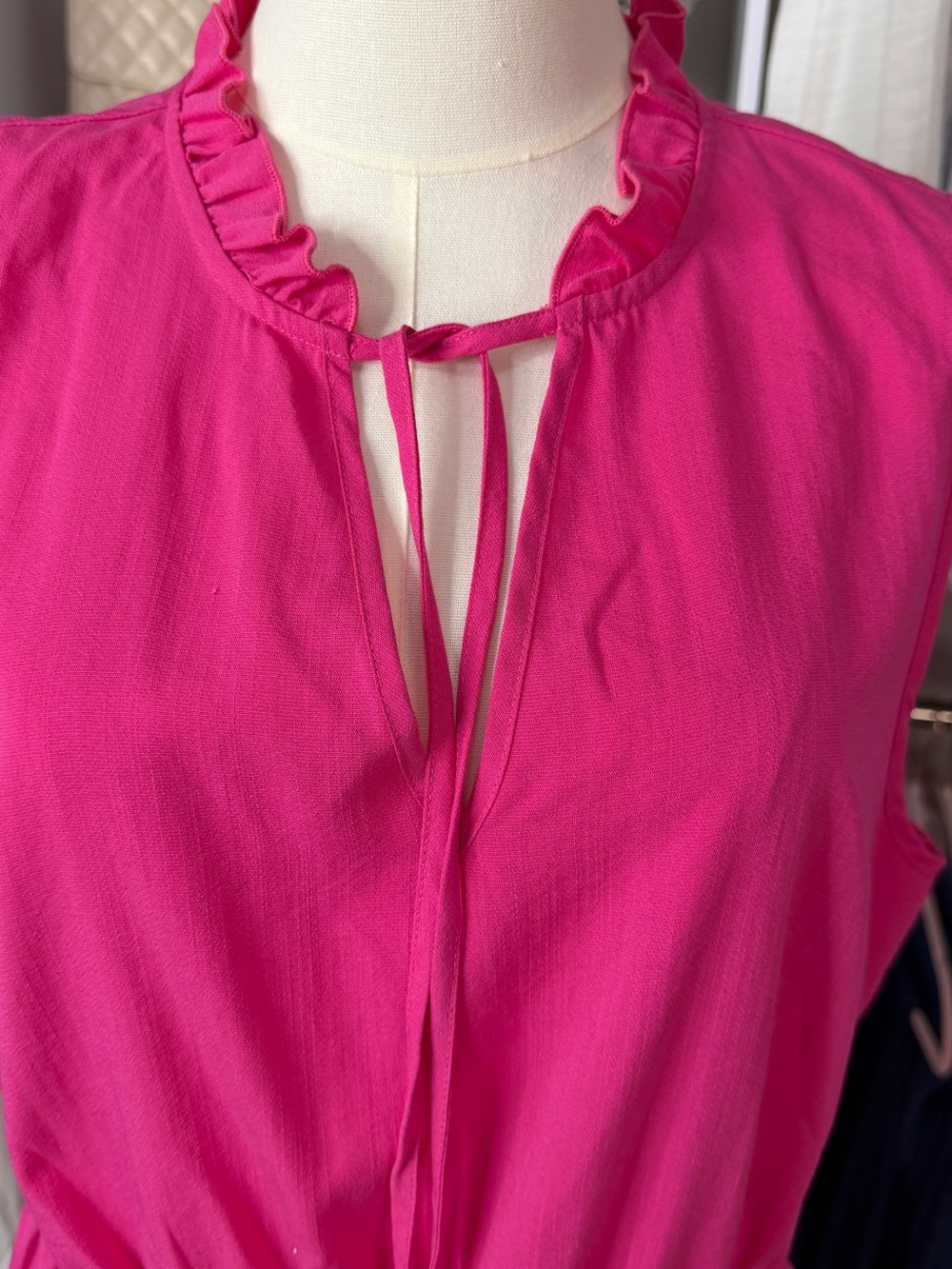 Cupshe Fuchsia Tie-Front Tiered Mini Dress - Picture 3 of 10